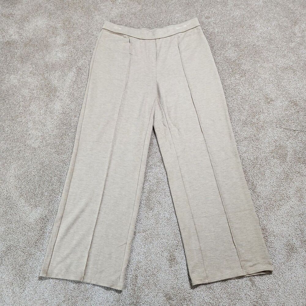 J. Jill Wearever Collection Pants Women MP Tan Pintucked Straight Leg Pull On